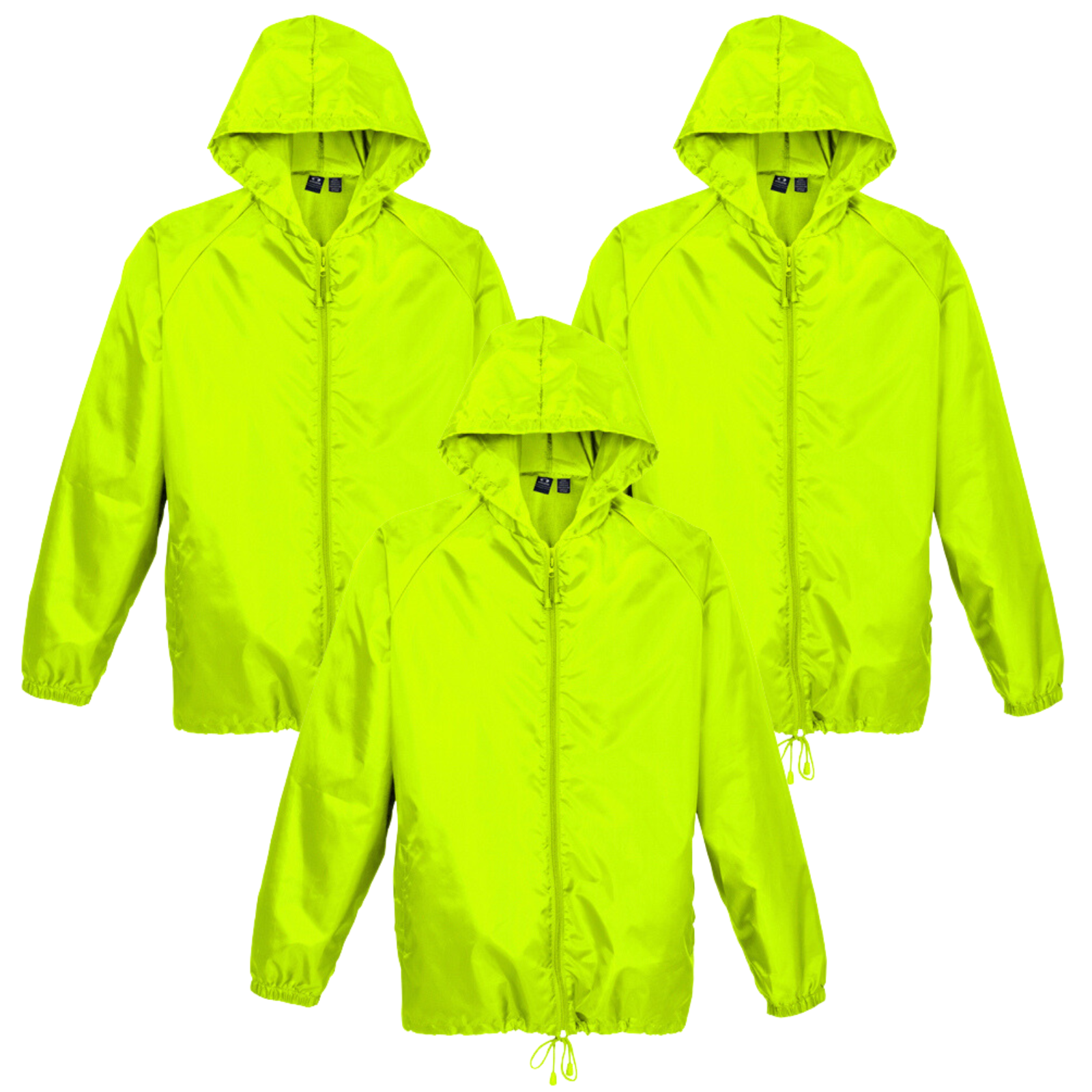 3x Kids Spray Jacket Outdoor Hike Rain Sport Poncho Waterproof - Fluoro Green Main image