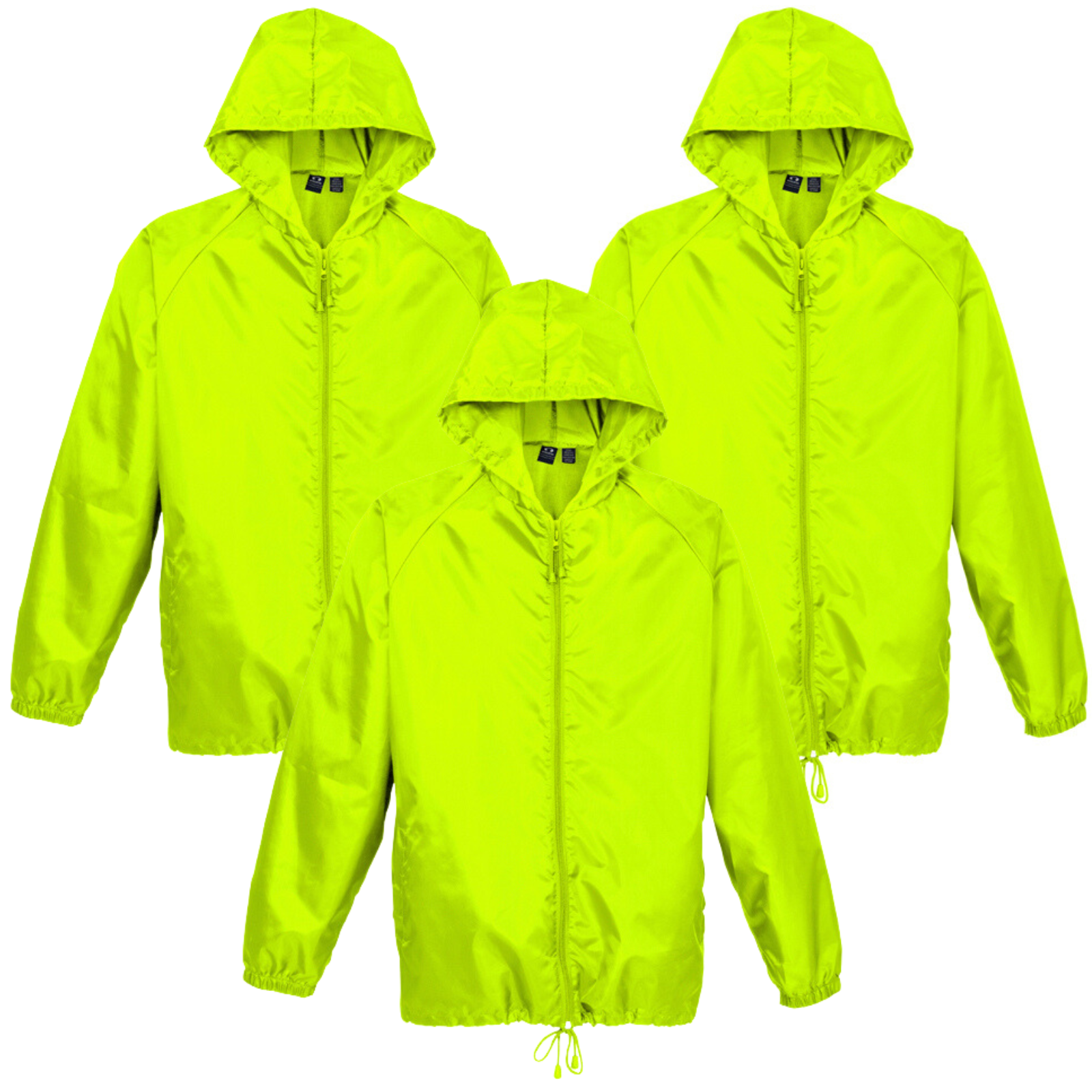 3x Youth Spray Jacket Outdoor Casual Hike Rain Sport Waterproof - Fluoro Lime Secondary image