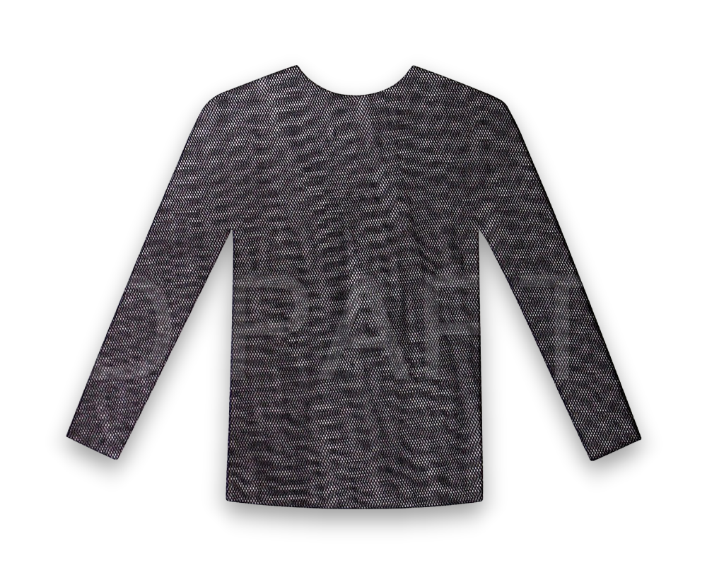 Long Sleeve STRETCH MESH TOP Round Neckline Blouse Shirt Party Costume Secondary image