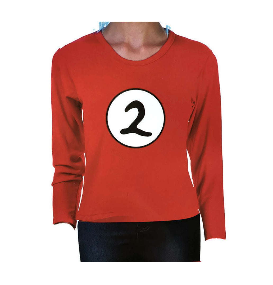 Dr. Seuss Kids Cat In The Hat Thing 2 Long Sleeve Red Top Party Costume Book Week - L (10-12 Years Old) Main image
