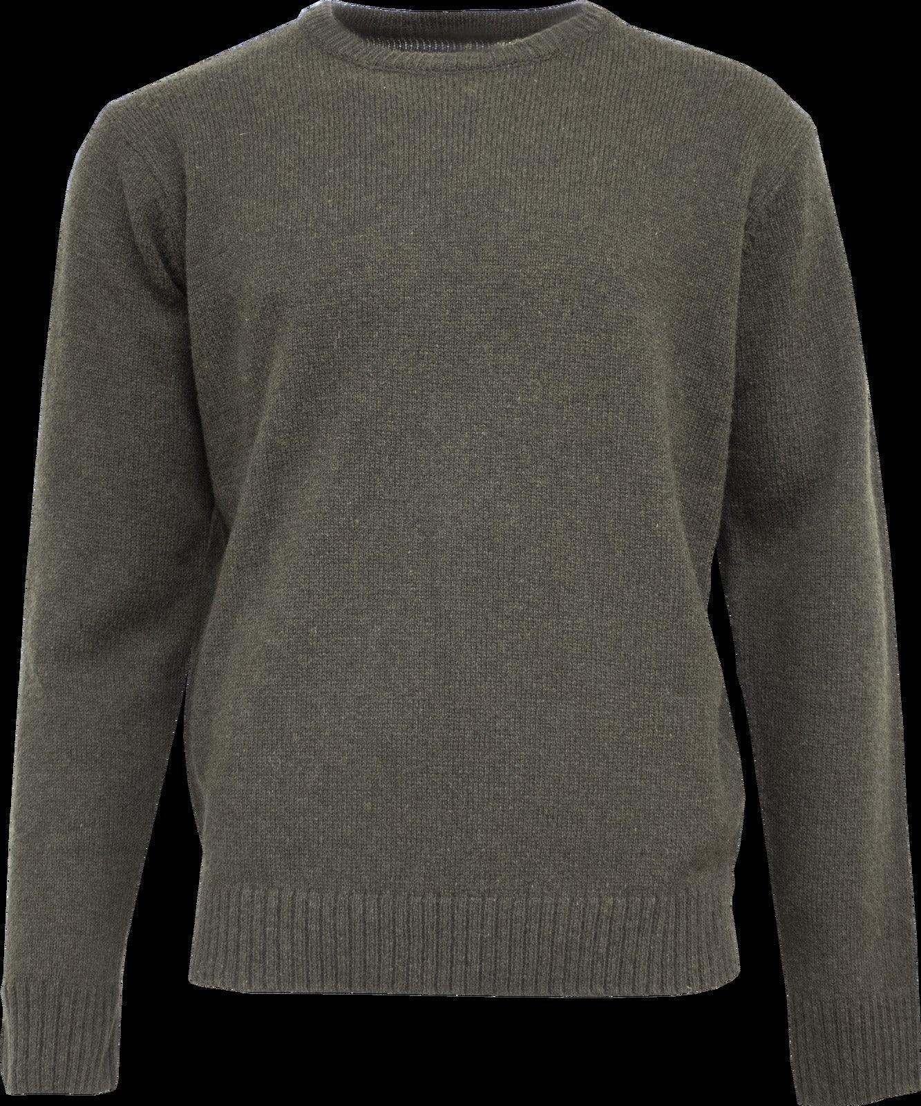 Mens Shetland Wool Crew Round Neck Knit Jumper Pullover Sweater Knitted - Olive - 2XL Main image