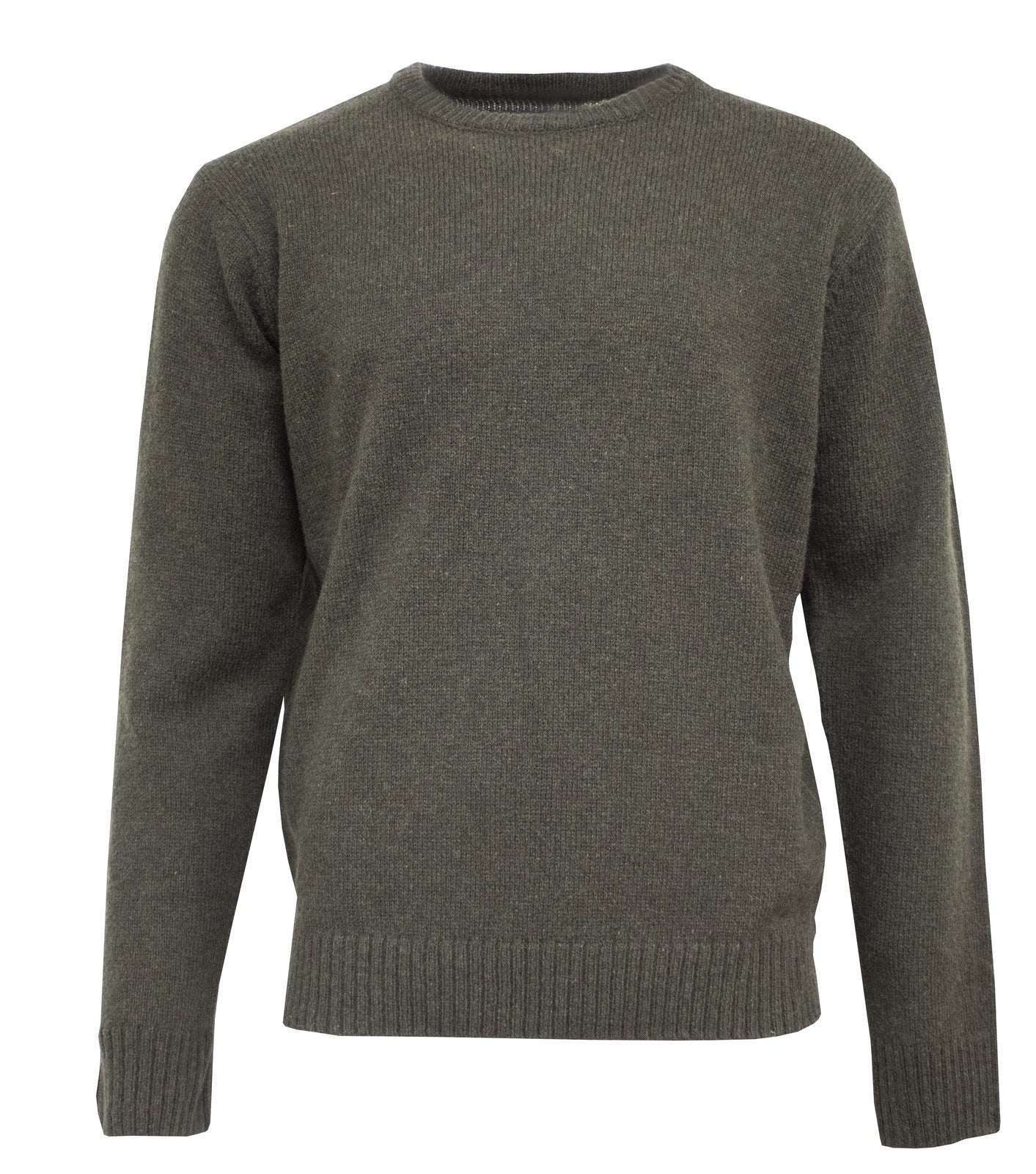 Mens Shetland Wool Crew Round Neck Knit Jumper Pullover Sweater Knitted - Olive - 2XL Secondary image