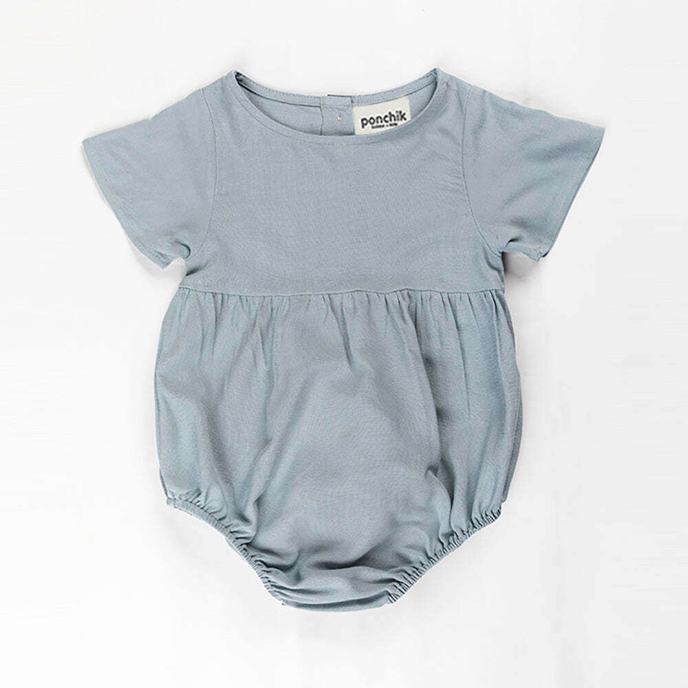 Ponchik Babies + Kids - Linen Romper - Capri Blue - Size 2y Only Main image