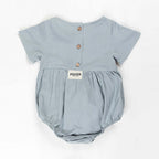 Ponchik Babies + Kids - Linen Romper - Capri Blue - Size 2y Only