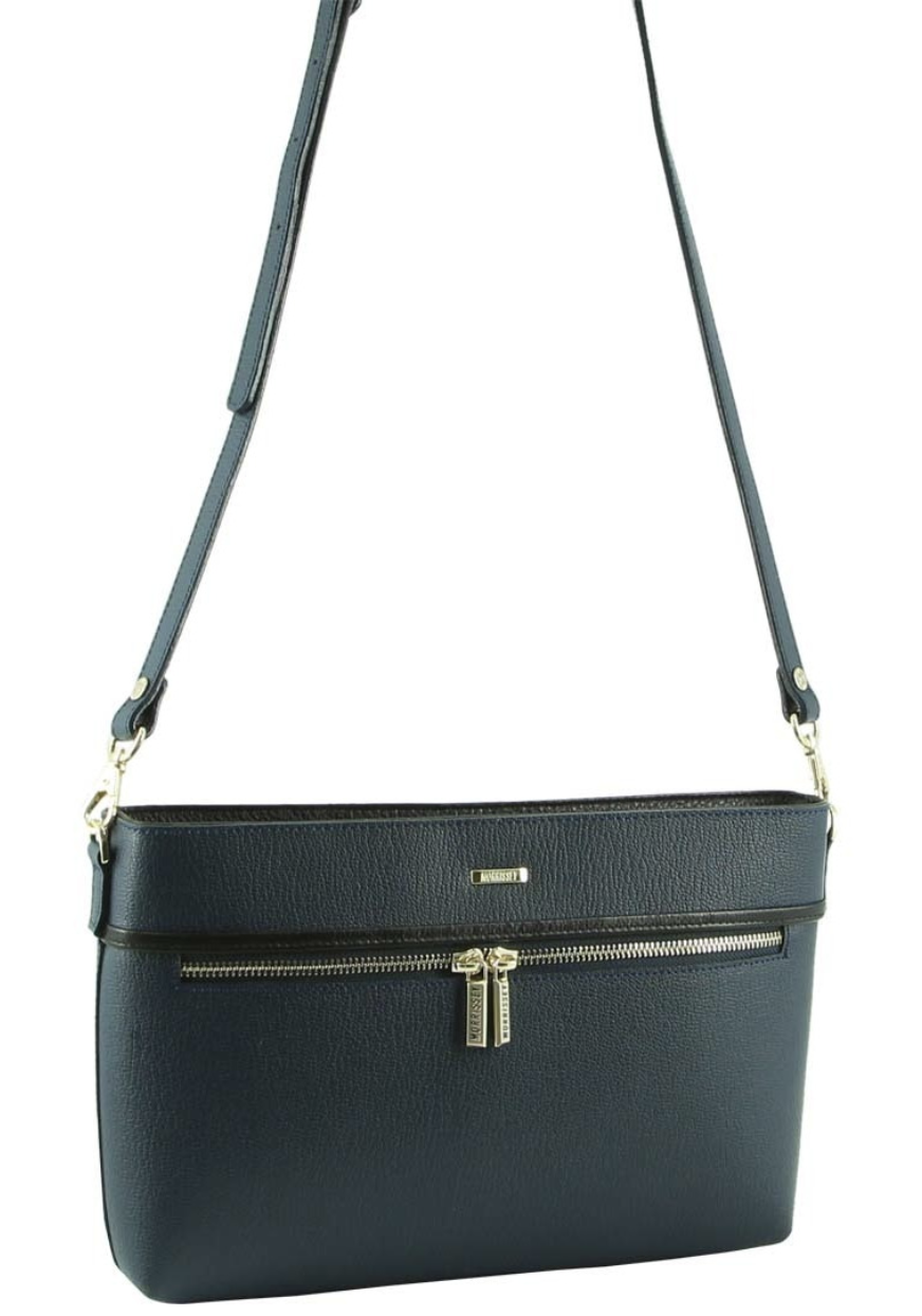 Morrissey Italian Structured Leather Cross Body Handbag (MO3028) Bag - Navy Main image