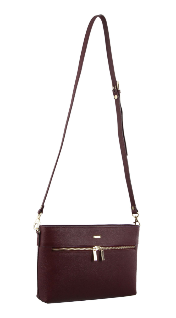 Morrissey Italian Structured Leather Cross Body Handbag (MO3028) Bag - Wine Secondary image
