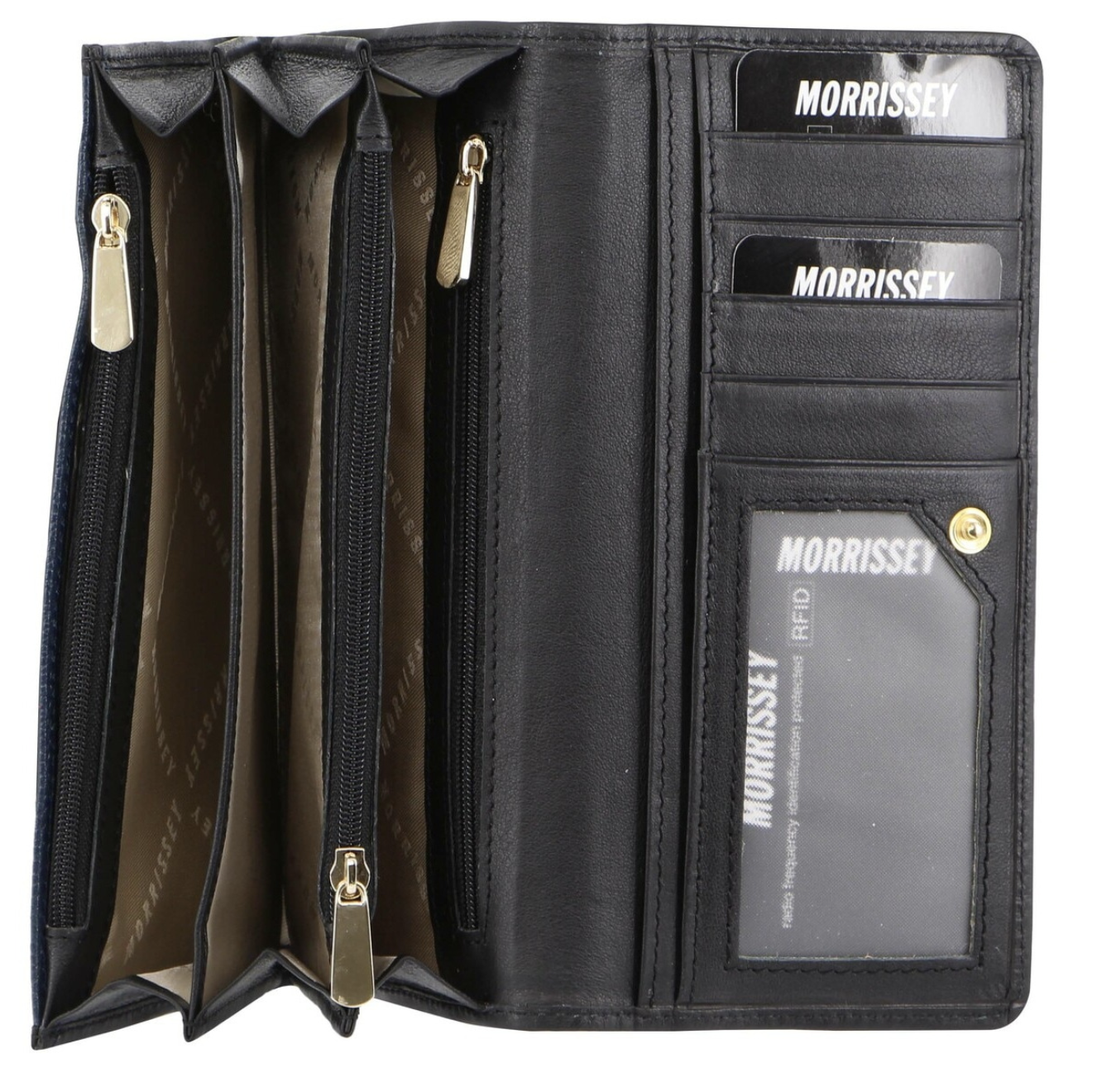 Morrissey Italian Structured Leather Flap Over Ladies Wallet - Navy Main image