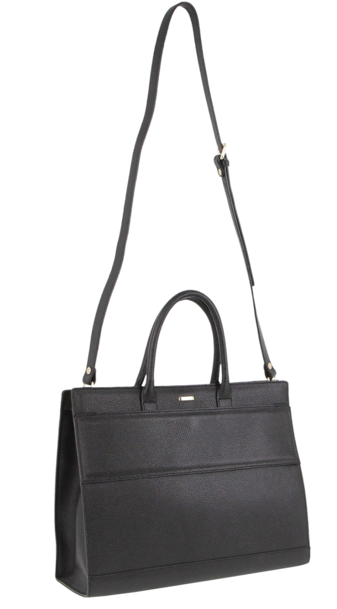 Morrissey Womens Italian Leather Laptop Bag Computer Tote Handbag - Black Secondary image