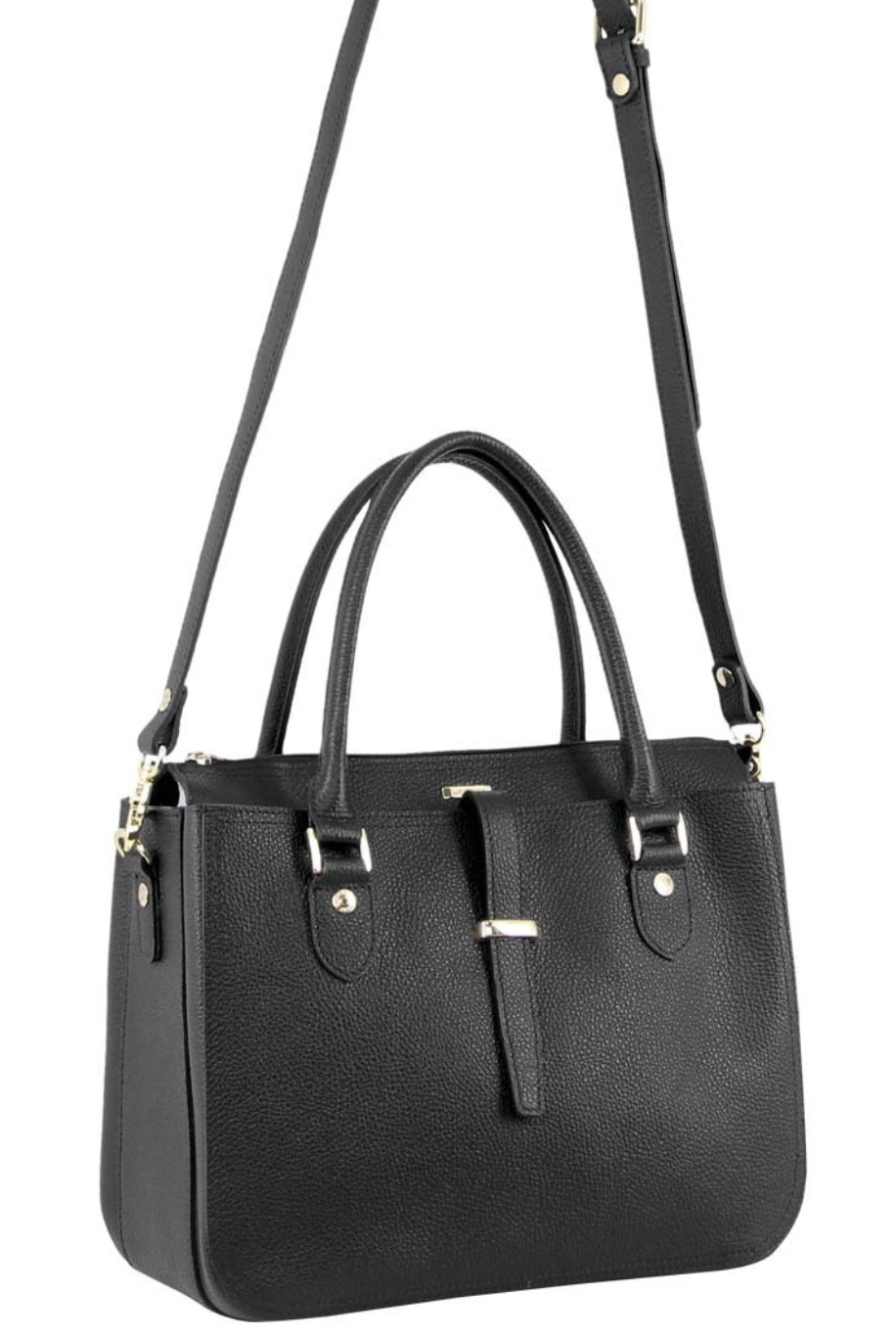 Morrissey Italian Womens Structured Leather Handbag Ladies Bag - Black Secondary image
