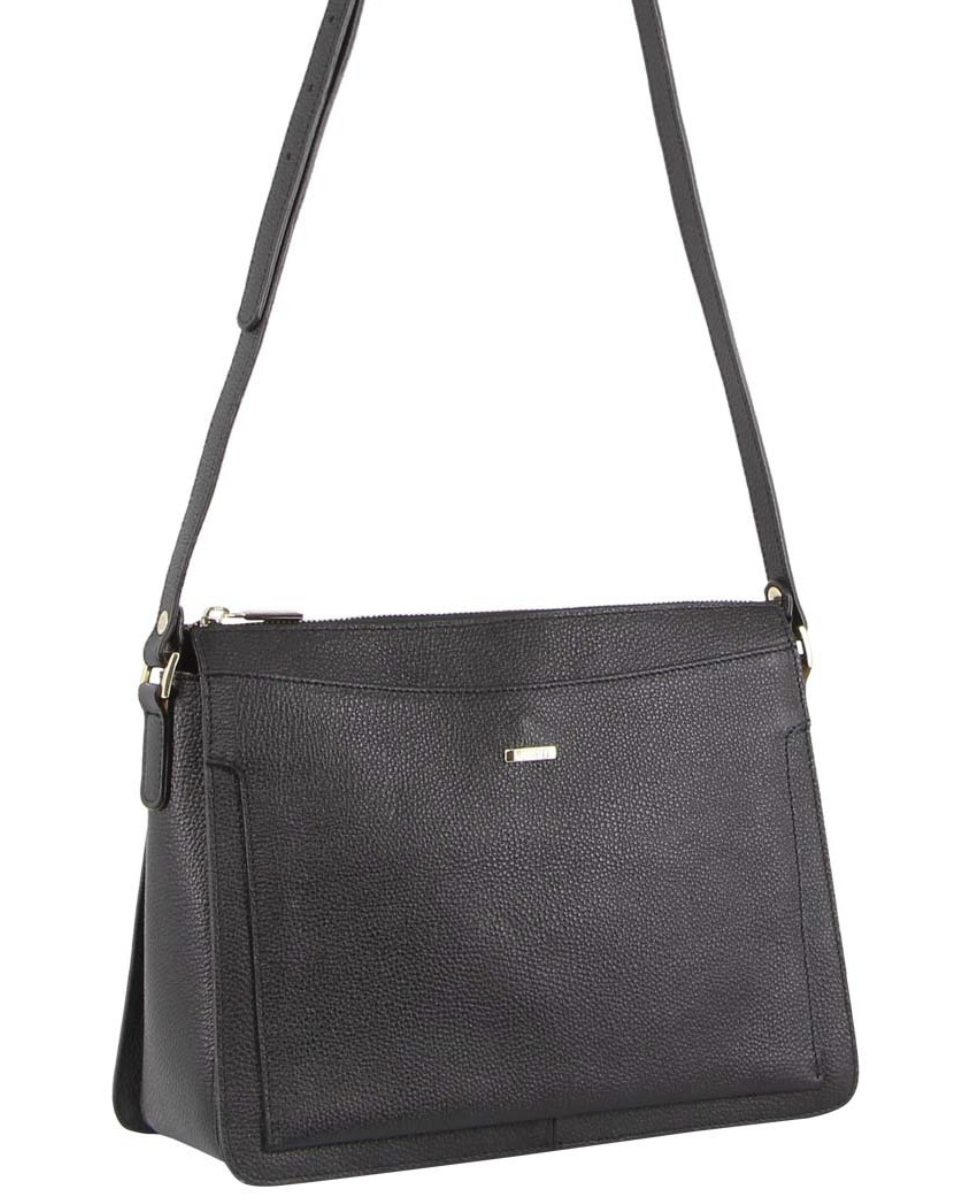 Morrissey Italian Structured Leather Cross Body Handbag Tote Bag (MO3162) - Black Main image