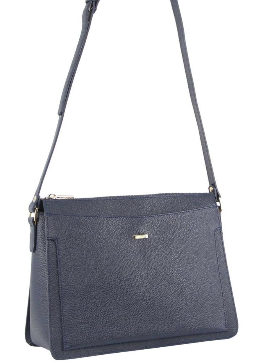 Morrissey Italian Structured Leather Cross Body Handbag Tote Bag (MO3162) - Navy Secondary image