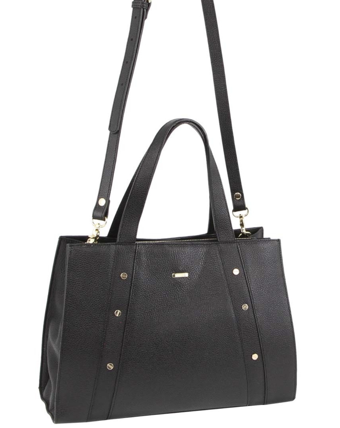Morrissey Womens Italian Structured Leather Bag Tote Handbag Ladies - Black Main image