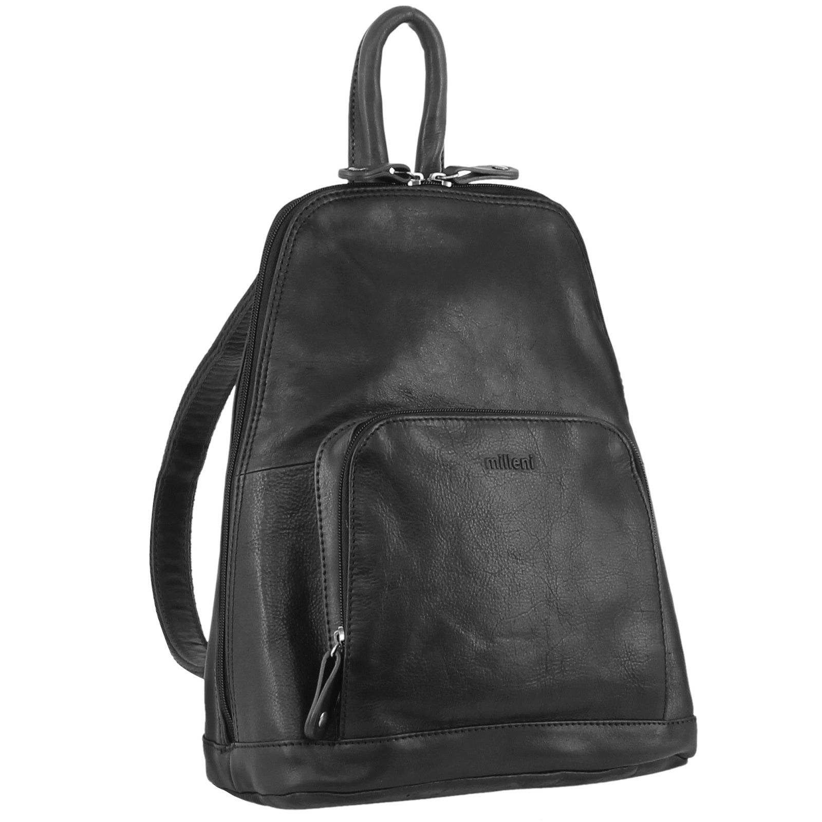 Milleni Genuine Italian Leather Soft Nappa Leather Backpack Travel Bag - Black Main image
