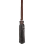 Milleni Womens Italian Leather Bag Soft Nappa Leather Cross-Body Travel - Black/Chestnut