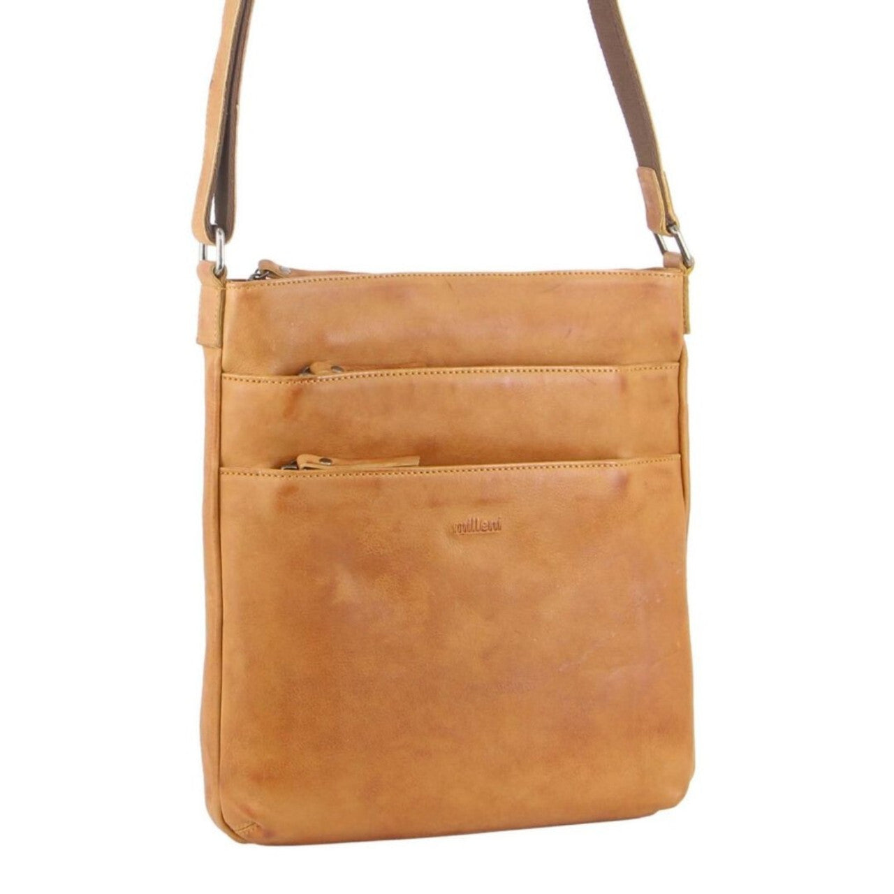 Milleni Womens Italian Leather Bag Soft Nappa Leather Cross-Body Travel - Caramel Main image