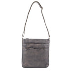 Milleni Ladies Nappa Leather Zip Closure Cross Body Bag Travel - Slate