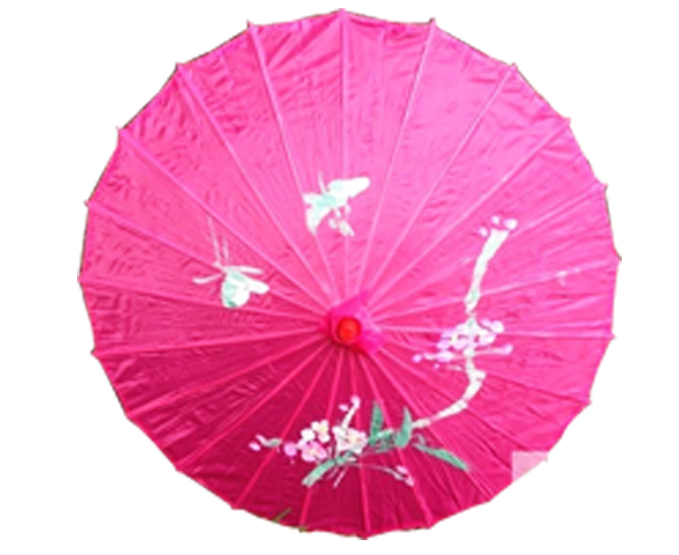 PARASOL UMBRELLA Chinese Japanese Bamboo Flower Pattern Fabric 80cm Diameter - Hot Pink Secondary image