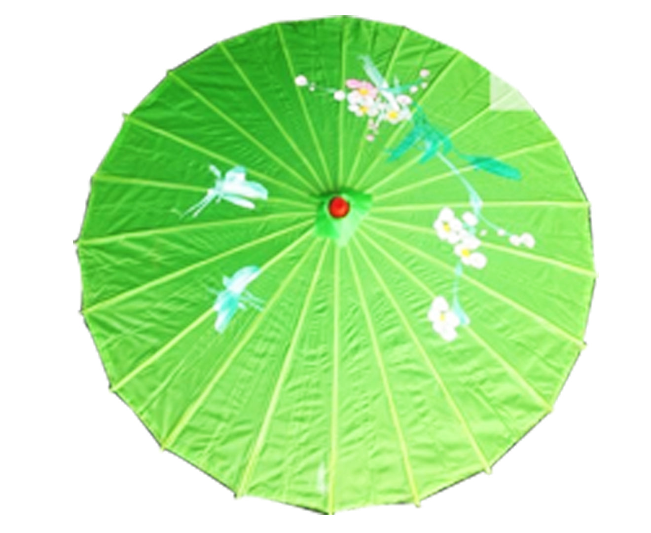 PARASOL UMBRELLA Chinese Japanese Bamboo Flower Pattern Fabric 80cm Diameter - Light Green Main image