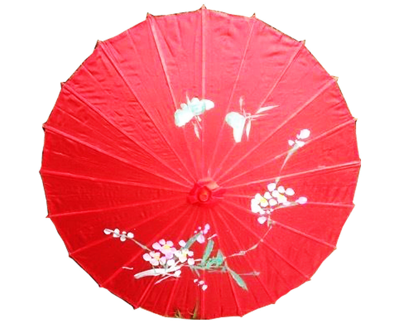 PARASOL UMBRELLA Chinese Japanese Bamboo Flower Pattern Fabric 80cm Diameter - Red Secondary image