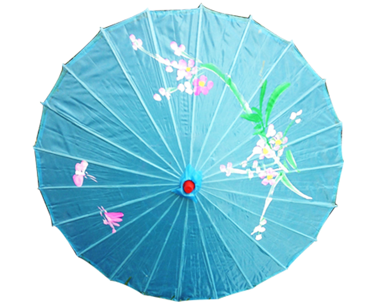 PARASOL UMBRELLA Chinese Japanese Bamboo Flower Pattern Fabric 80cm Diameter - Sky Blue Secondary image