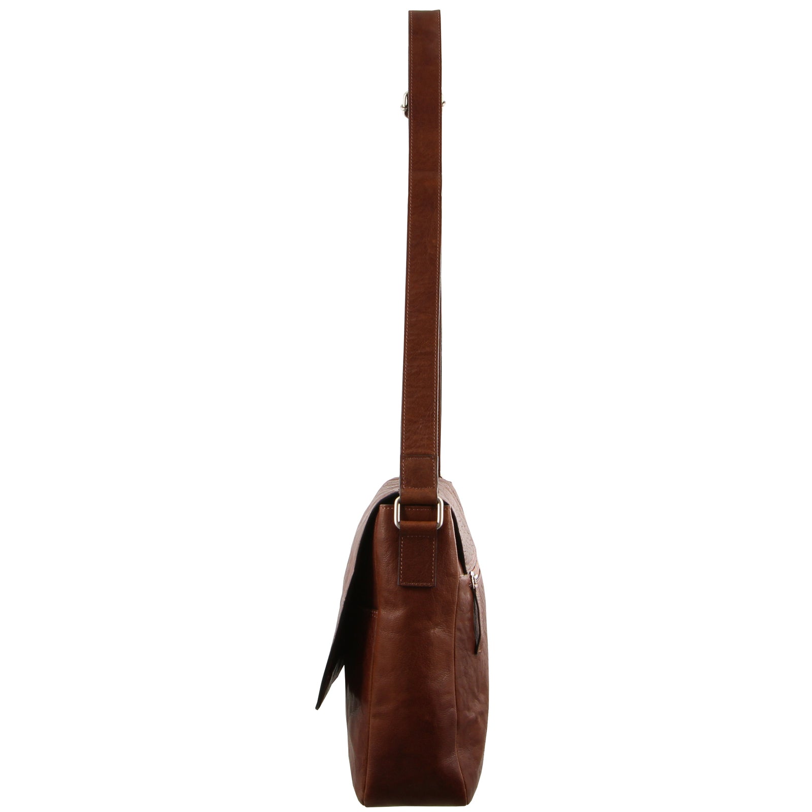 Pierre Cardin Rustic Leather Bag 15" Laptop Computer Messenger Business Travel - Chestnut