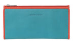 Pierre Cardin Italian Genuine Leather Ladies Wallet - Turquoise/Orange