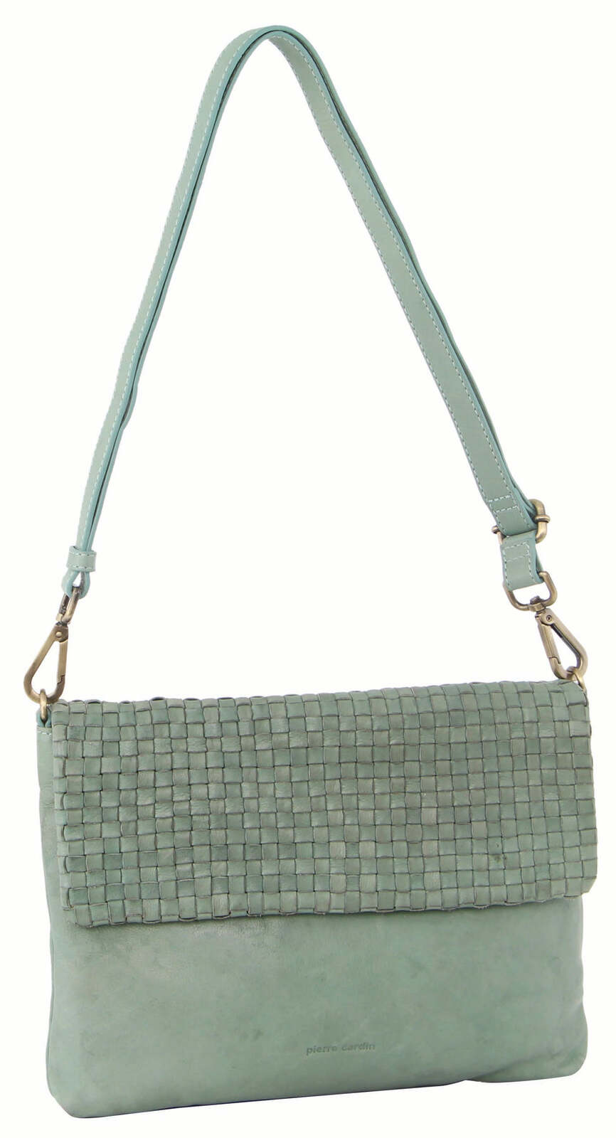 Pierre Cardin Womens Woven Leather Flap Cross-Body Bag/Clutch - Mint Green Secondary image