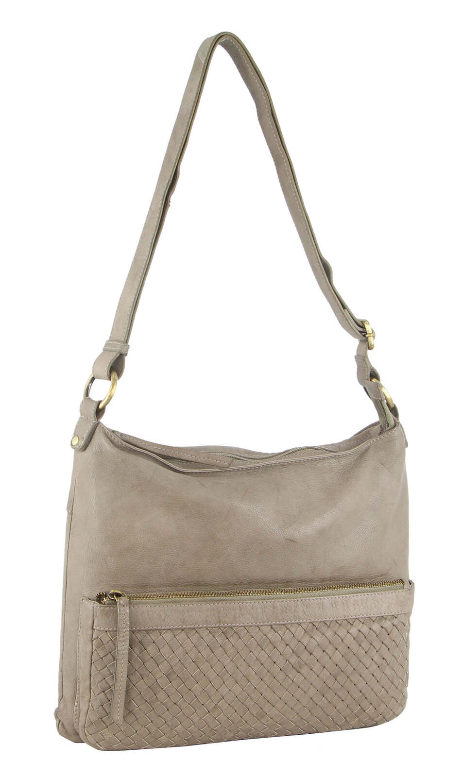 Pierre Cardin Woven Leather Ladies Cross-Body Bag Handbag - Taupe Secondary image