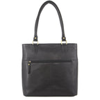 Pierre Cardin Womens Leather Perforated Shoulder Bag with stud Detailing - Black