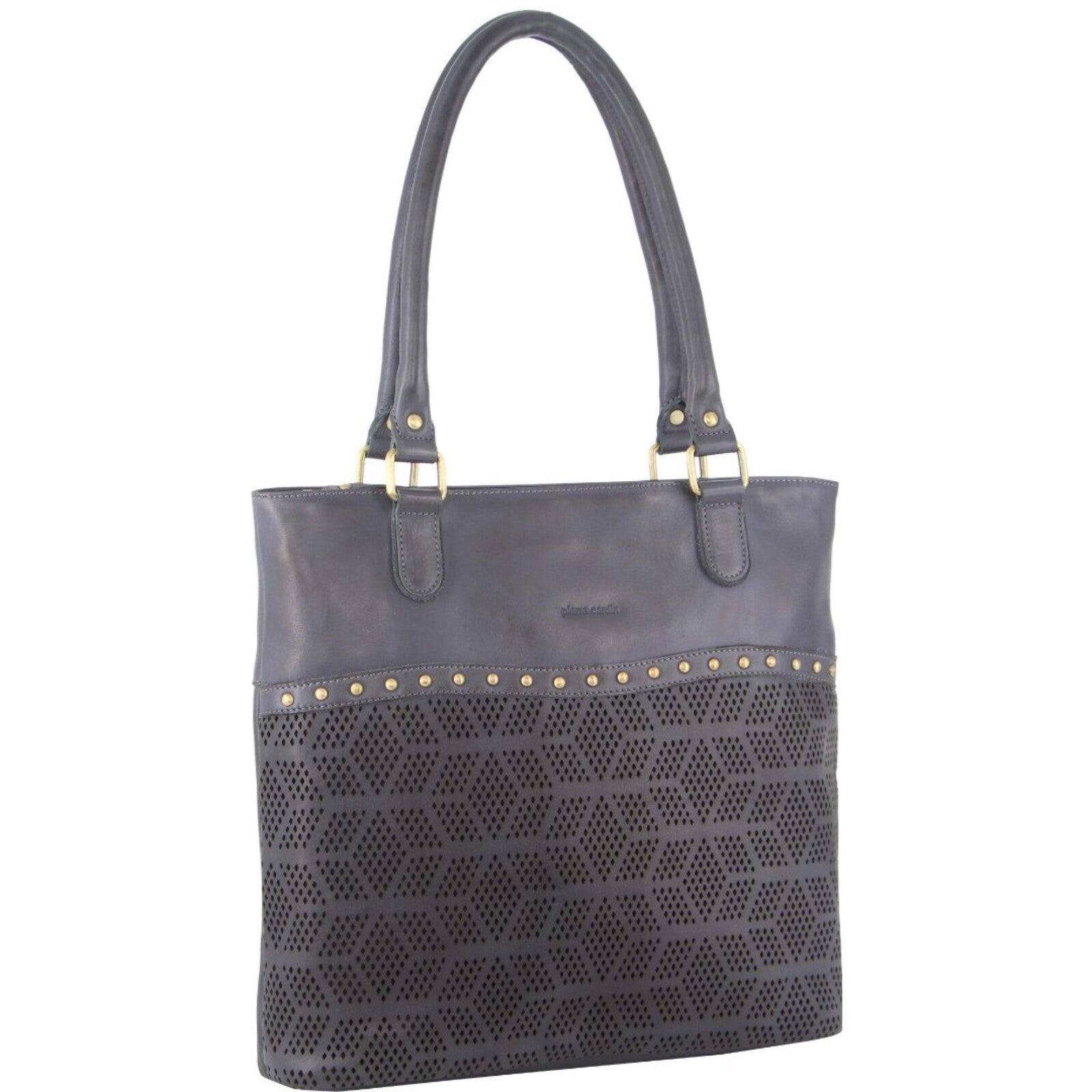 Pierre Cardin Womens Leather Perforated Shoulder Bag with stud Detailing - Teal Secondary image