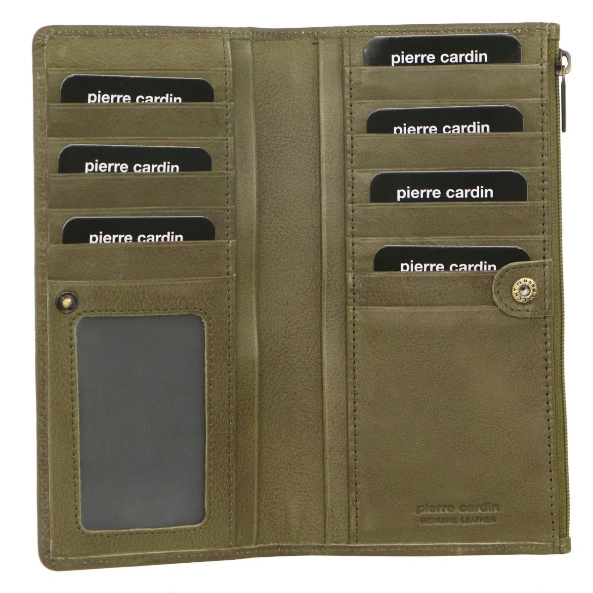 Pierre Cardin Perforated Leather Ladies Handy Travel Wallet - Olive Main image