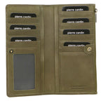 Pierre Cardin Perforated Leather Ladies Handy Travel Wallet - Olive