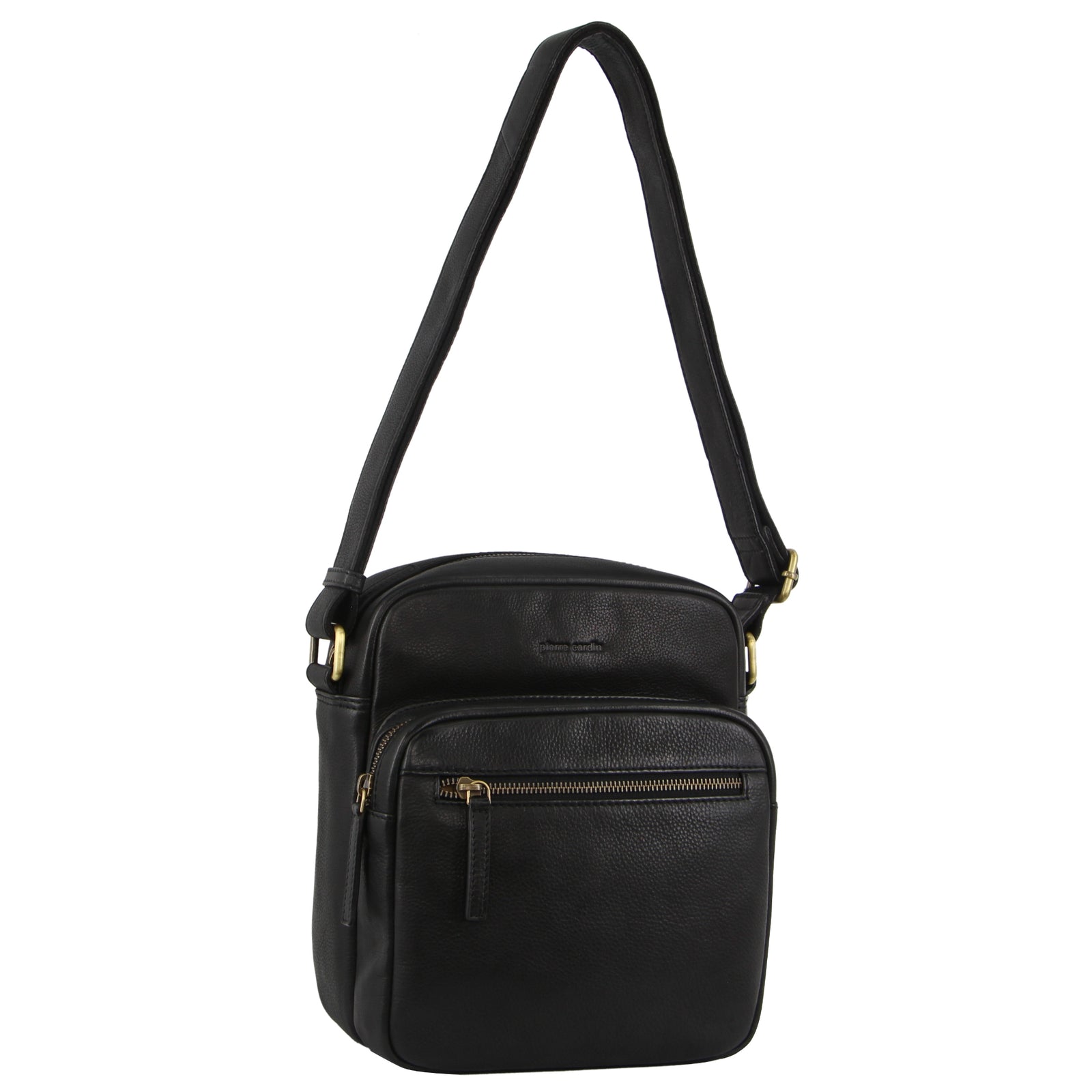 Pierre Cardin Mens Leather Cross-Body Bag Organiser - Black Main image