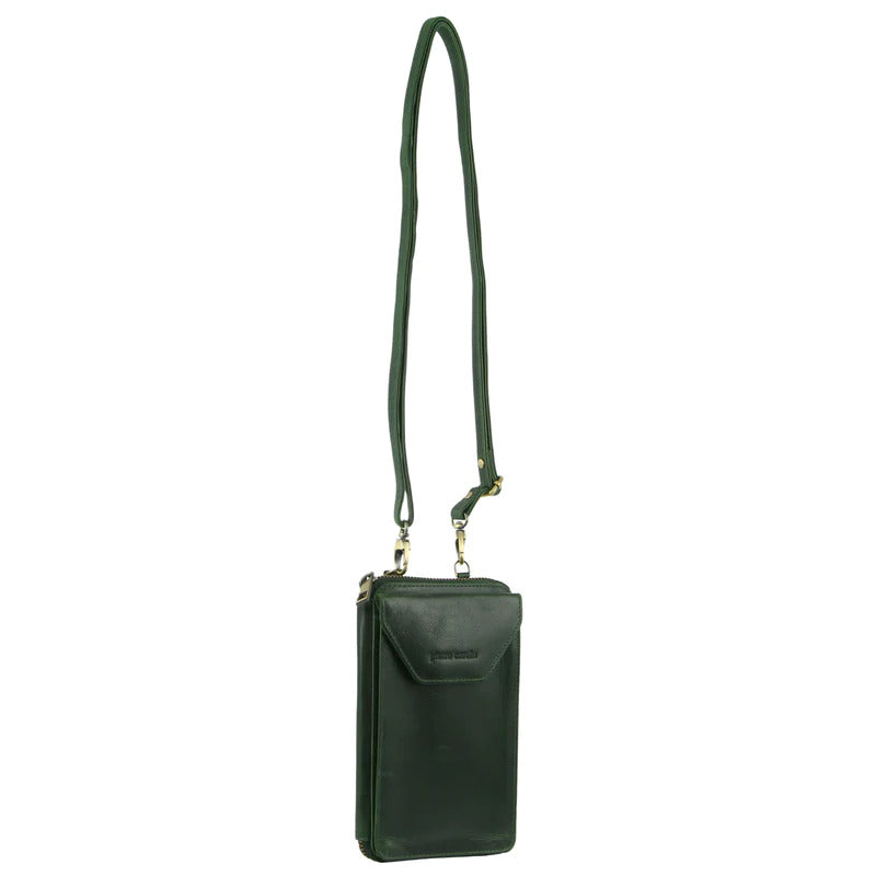 Pierre Cardin Ladies Leather Cross Body Bag/Wallet Bag/Clutch Wallet - Emerald Main image