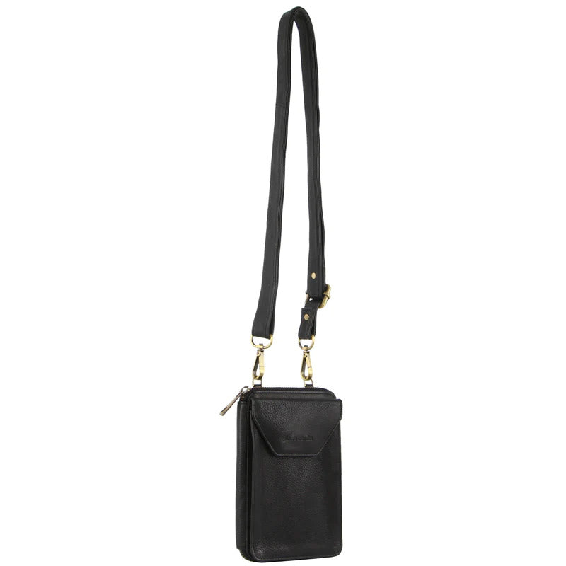 Pierre Cardin Ladies Leather Cross Body Bag/Wallet Bag/Clutch Wallet - Black Secondary image