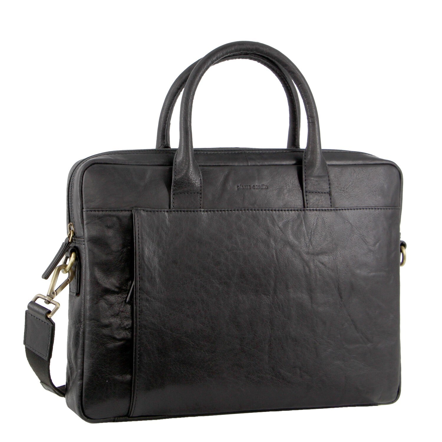 Pierre Cardin Leather Multi-Handle 15" Laptop Computer Bag - Black Secondary image