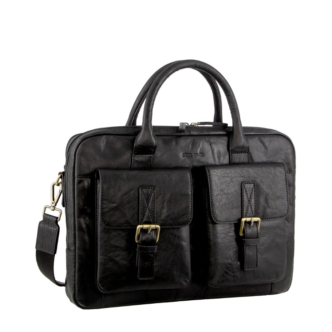 Pierre Cardin Leather Multi-Compartment Business 15" Laptop Bag - Black Secondary image