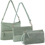 3-Piece Set��Pierre Cardin Womens Woven Cross-Body Bag - Mint Green