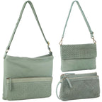 3-Piece Set��Pierre Cardin Womens Woven Cross-Body Bag - Mint Green