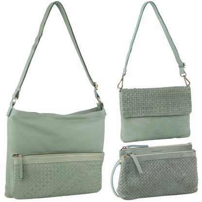 3-Piece Set��Pierre Cardin Womens Woven Cross-Body Bag - Mint Green