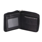 Pierre Cardin Zip Around Mens Leather Wallet with Chain in Black