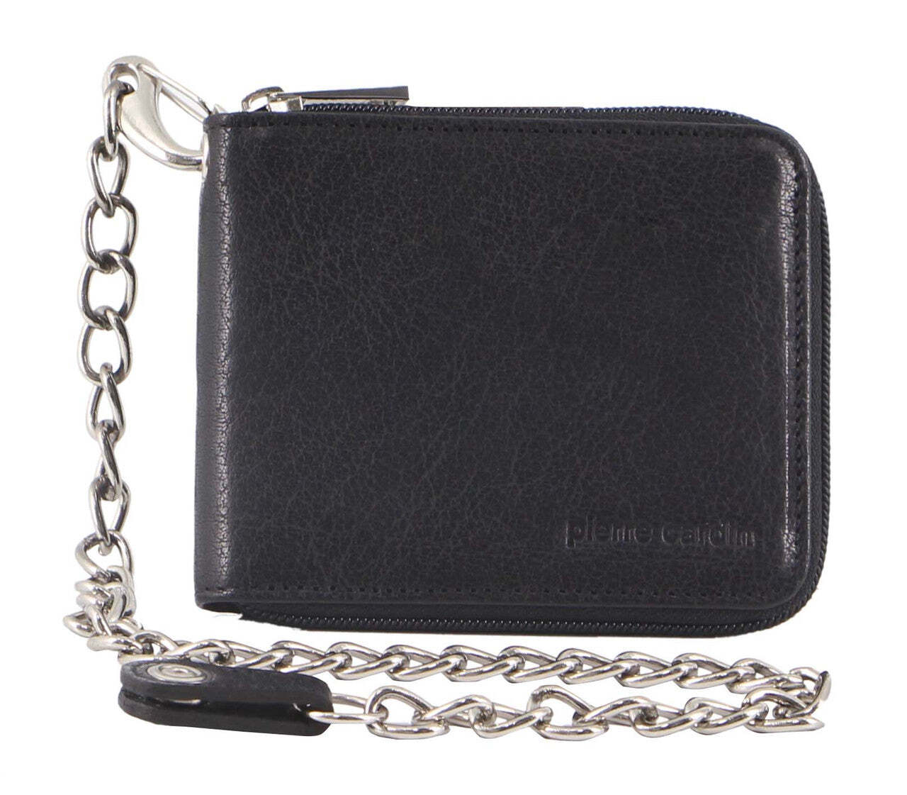 Pierre Cardin Mens RFID Leather Zip Around Wallet with Chain - Brown Main image