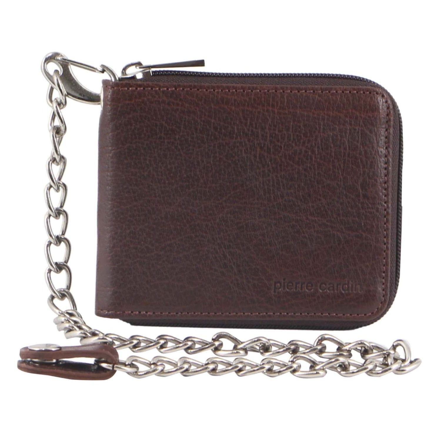 Pierre Cardin Mens RFID Leather Zip Around Wallet with Chain - Brown Secondary image