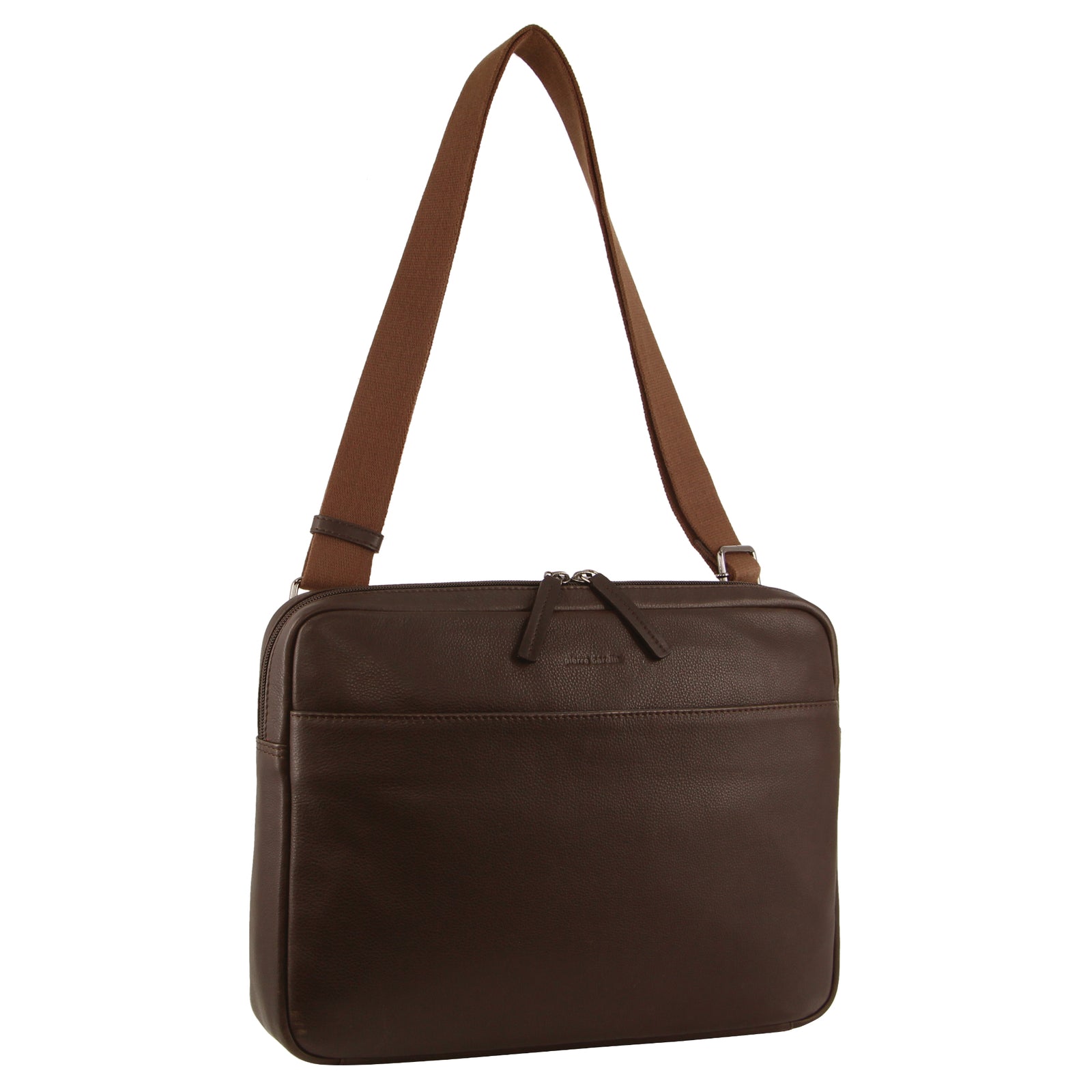 Pierre Cardin Mens Leather 13" Laptop Computer Bag - Brown Main image