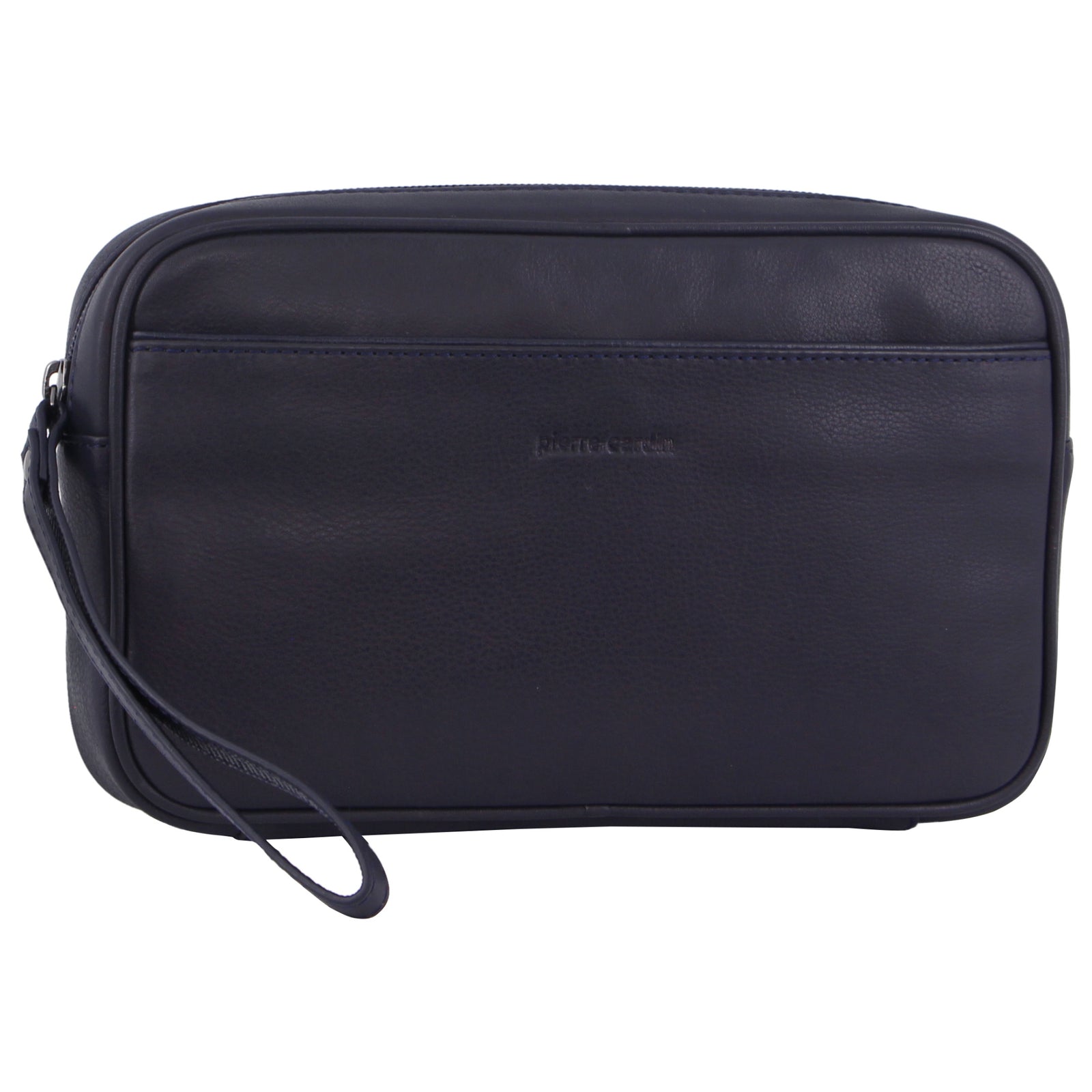Pierre Cardin Mens Leather Organizer Bag Toiletry Case - Navy Main image