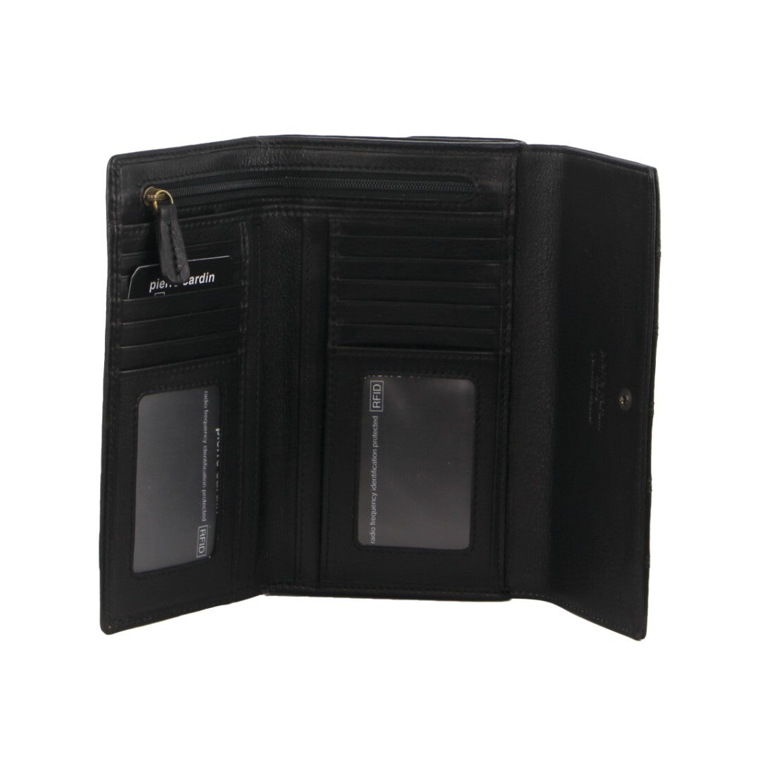 Pierre Cardin Womens Leather Tri-Fold Wallet RFID in Black Secondary image