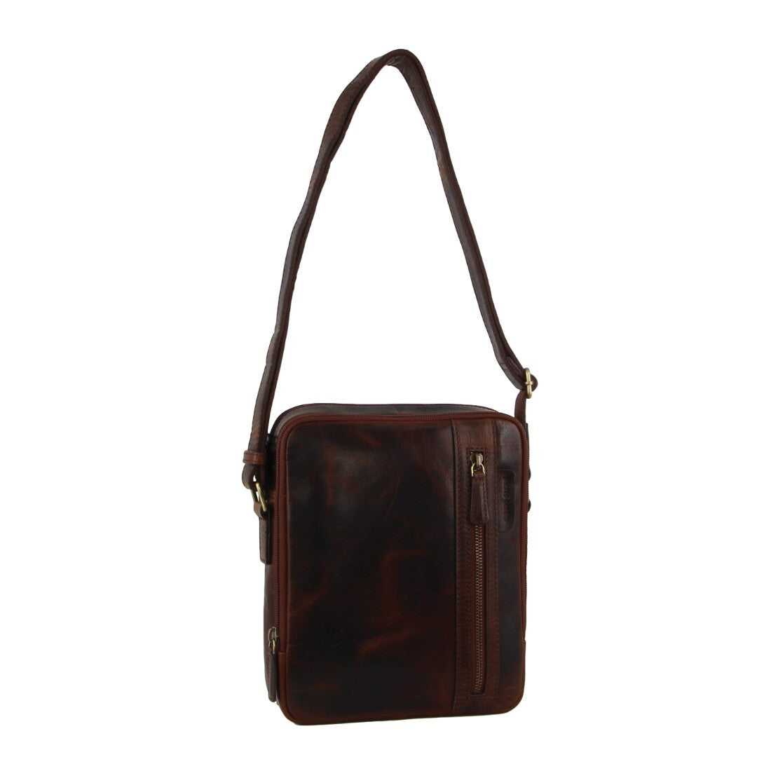 Pierre Cardin Rustic Leather Busines Cross Body Bag for iPad Tablet - Tan Secondary image