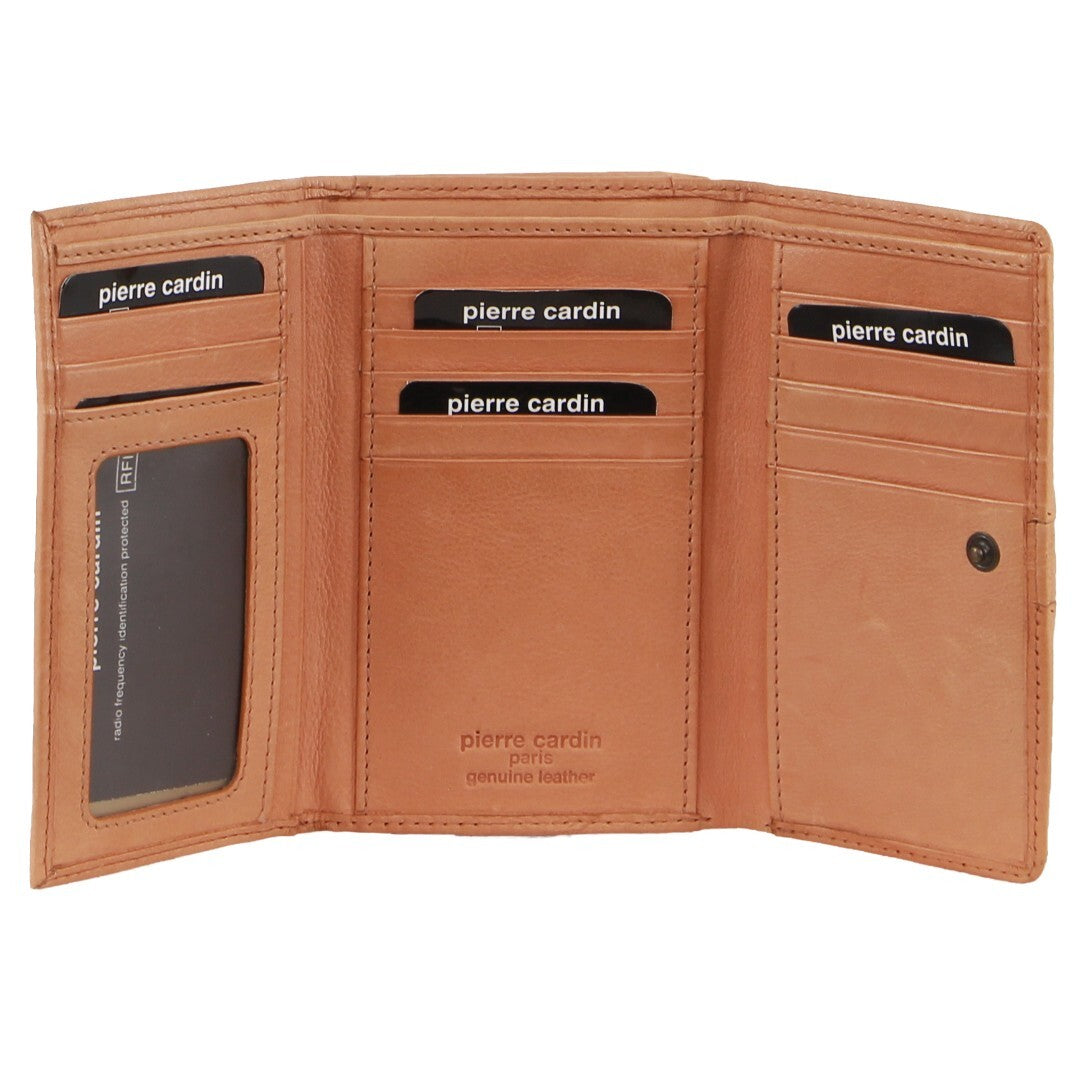 Pierre Cardin Leather Ladies Woven Design Tri-fold Wallet in Apricot Secondary image