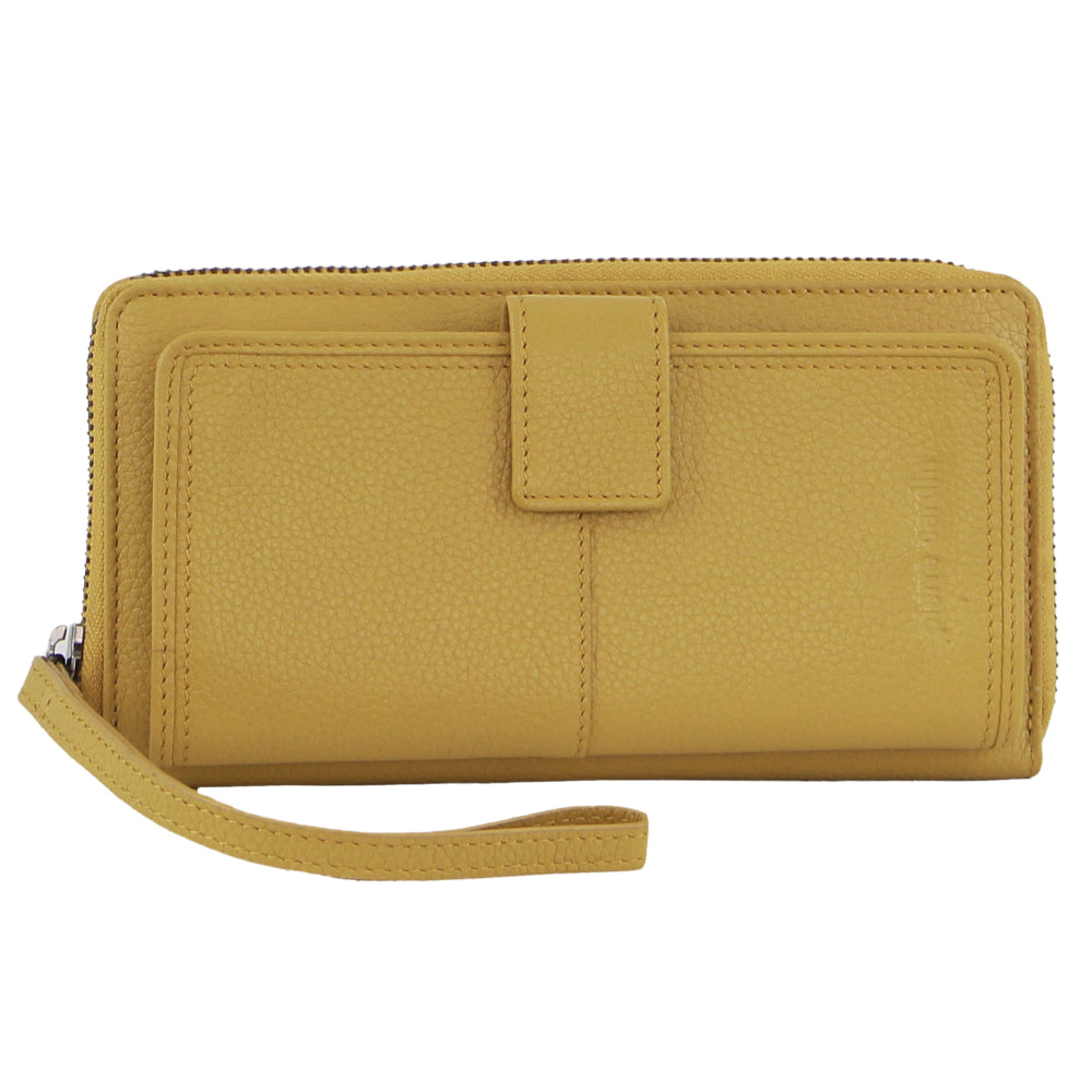 Pierre Cardin Womens Leather Zip Around Wallet RFID Blocking w/ Wristlet in Zinc Yellow Secondary image
