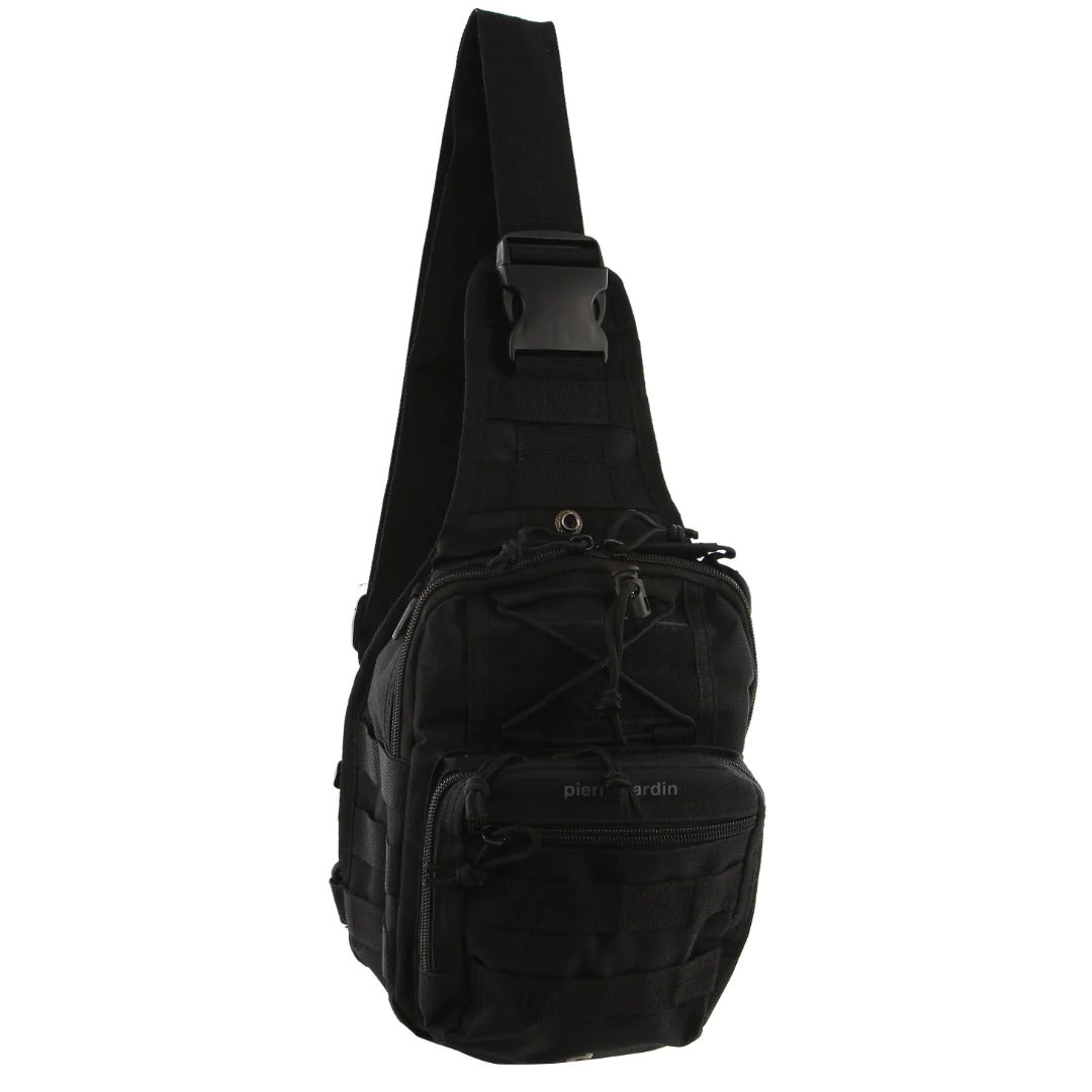 Pierre Cardin Cross Body Tactical Sling Bag Rucksack Army Style in Black Main image